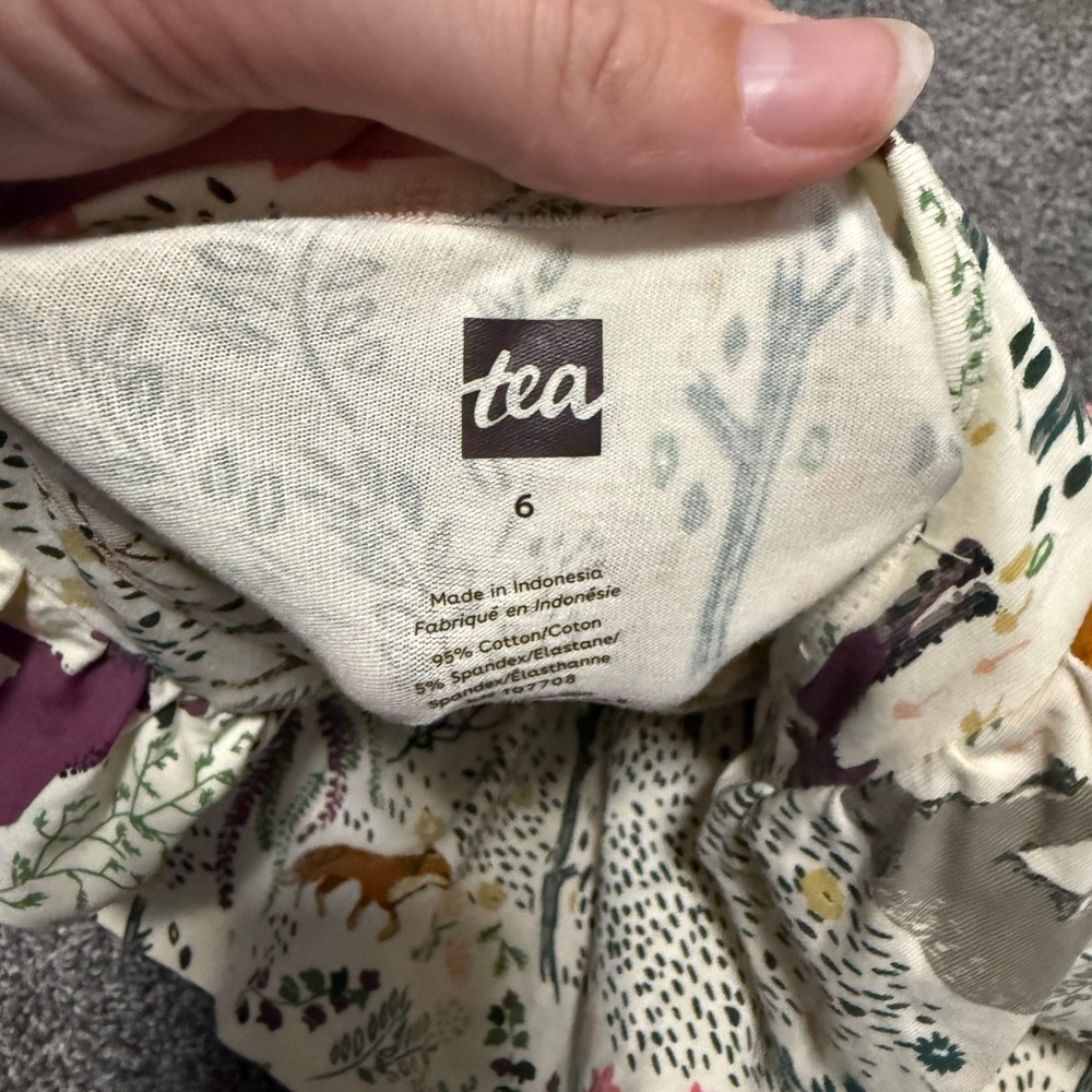 Tea Collection Woodland Animal Print Ruffle Dress Sz 6 - Picture 5 of 5